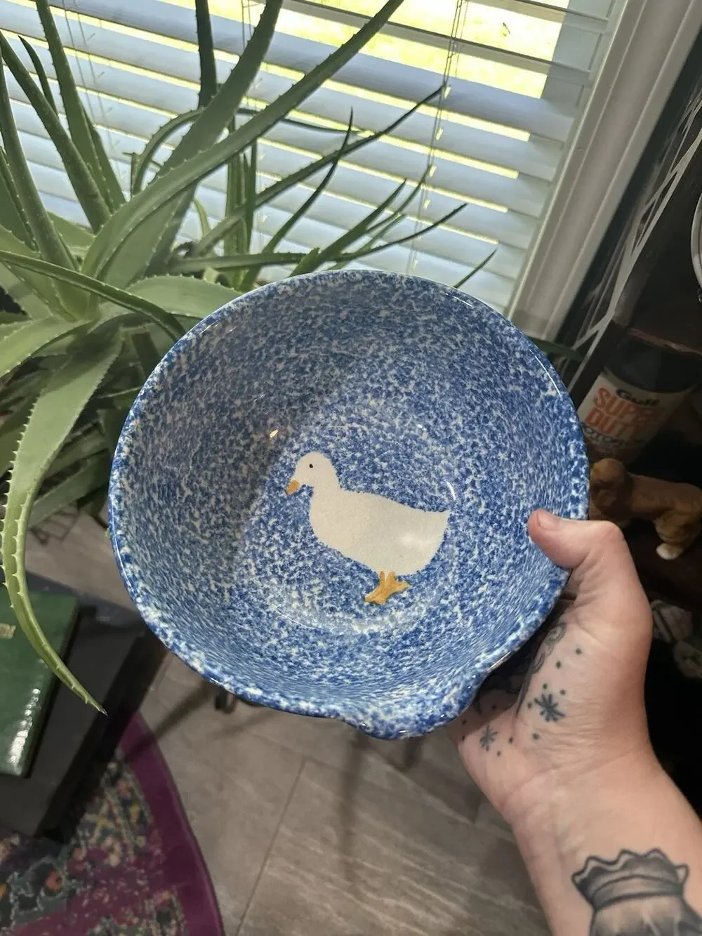 Gustin Co. Blue/White Ceramic Duck Pattern Batter Bowl
